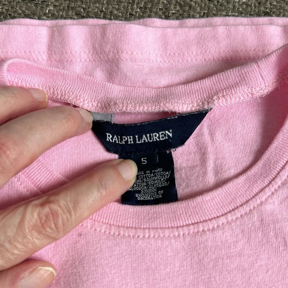 Ralph Lauren Girls Pink Short Sleeve T-Shirt Size 5